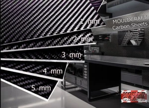Mouldcraft Genuine Carbon fibre Sheets Gloss or Matte finish 1mm, 2mm, 3mm, 4mm - Picture 1 of 6