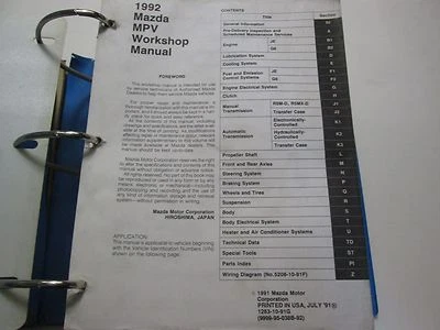 1992 Mazda MPV Furgoneta Servicio Reparación Tienda Taller Manual Fábrica OEM - Imagen 1 de 4