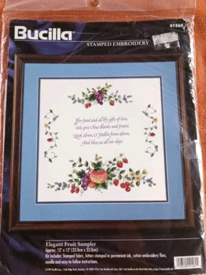 Nuevo 41560 Bucilla Elegante Fruta Oración Muestreador Estampado Bordado Kit 13 X 13 Foto 1 de 4
