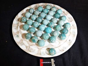 Solitairespiel aus Madagaskar Ammazonit Kugeln 25 mm auf edlem Shiva Eys Brett - Bild 1 von 5