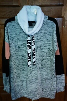 Sudadera de cuello alto de piel rosa y gris jaspeado Miss Chievous, Jr. nueva con etiquetas Niña M Foto 1 de 4