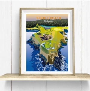 PEBBLE BEACH CALIFORNIA GOLF POSTER PRINT GIFT DECOR - Picture 1 of 7