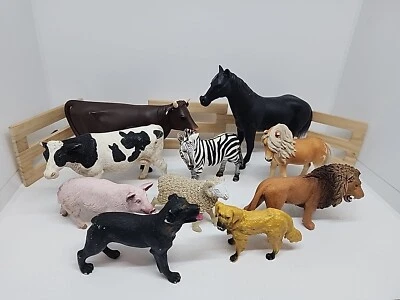 Schleich animal x 5 e 5 outros animais de fazenda e um leão - Imagem 1 de 4