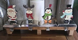 Weihnachten Emaille Strumpfhalter mit Chromfuß Haken 4er Set - Bild 1 von 9