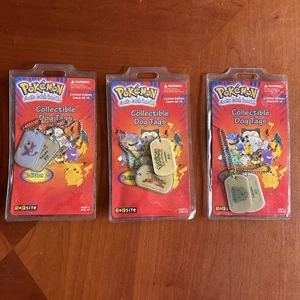 3 Pokémon Vintage Limited Edition Collectible Dog Tags - Edition 2 - Sealed New - Picture 1 of 5