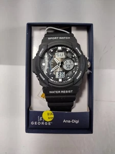 George Analog Digital Schwarz Gummi Armband Sportuhr Wasserdicht in Box - Bild 1 von 7
