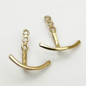 14K Solid Yellow Gold Ear Cuff Wrap Converters PAIR C© Marked Jacket 3 Holes - Picture 1 of 6