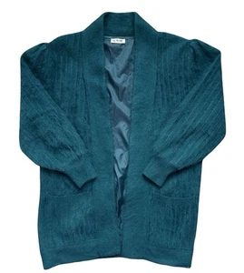 Vintage Angora Blend Cardigan Womens Medium Open Soft Knit Urim Koreas - Picture 1 of 10