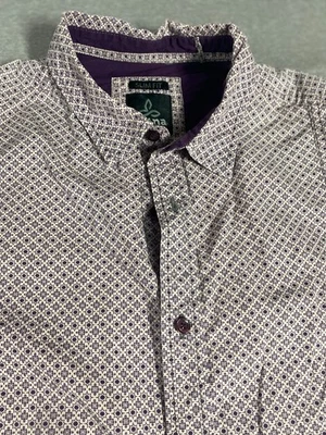 Camisa Prana Para Hombre Talla Grande Calce Ajustado Abotonada Algodón Orgánico Púrpura Geo Foto 1 de 4