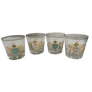 Set of 4 Lions & Shields Vintage Tumblers Rocks Barware Whiskey Glasses - Picture 1 of 8