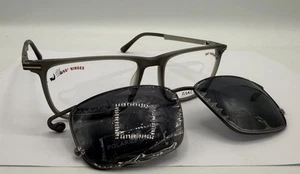 Takumi Turboflex Eyeglasses W/ Magnetic Clip Lens TK 1205 Matte Grey NEW! 54-17- - Picture 1 of 10