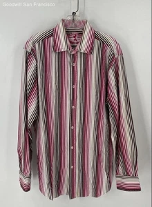 Bugatchi Multicolor Cotton Striped Long Sleeve Button-Up Mens Shirt Size Large - Picture 1 of 5