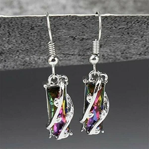 Drop Earrings Mystic Topaz Jewelry A Pair/set Gorgeous for Women 925 Silver - Picture 1 of 6