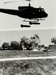 Vintage 8x10 Real Photo Fuel Air Explosive System Delivered By Helicopter - Picture 1 of 3
