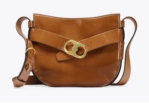 EUC TORY BURCH Gemini Link LACKLEDER Umhängetasche bernsteinfarben/braun - 495 $ - Bild 1 von 10