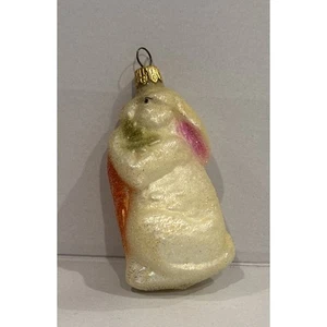 Christopher Radko Marshmallow Glass Ornament Easter Bunny Rabbit Collectible Vtg - Picture 1 of 4