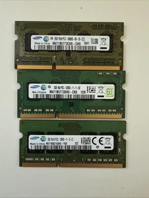 6GB 3X2GB Samsung Laptop Memory 1 X PC3-10600(DDR3-1333) 2X PC3-12800(DDR3-1600) - Image 1 of 2