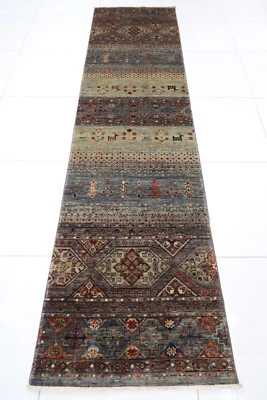 10 ft Hallway Animal gray Runner Rug Afghan Hand Knotted veg Dyes Wool - Image 1 of 4