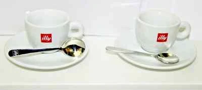 2 Tazze, Tazzine, illy Caffè Espresso  + 2 Cucchiaini  Cups idea regalo - Immagine 1 di 4