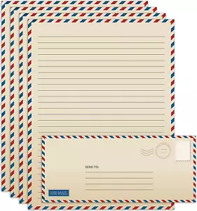 Better Office Products Vintage Airmail Stationery Paper Set, 100-Piece Set (50 L - Picture 1 of 12