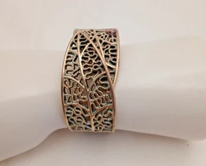 Filigree Bangle Hinged Leaf Wrap Cuff Bracelet - Picture 1 of 12