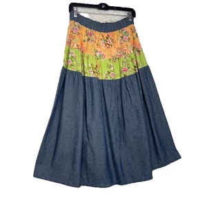 Vintage Maxi Skirt Womens Size Medium Custom Made Patchwork Floral A Line Skirt - Picture 1 of 6