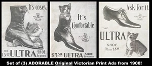 c1900 ULTRA SHOE for Women Vtg Victorian Print Ad Lot~Cute Kittens/Cat Brockport - Picture 1 of 8
