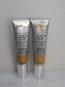 IT COSMETICS CC+ EYE CONCEALER BRIGHTENING SERUM SPF 50 MEDIUM 0.33 OZ LOT OF 2 - Picture 1 of 3