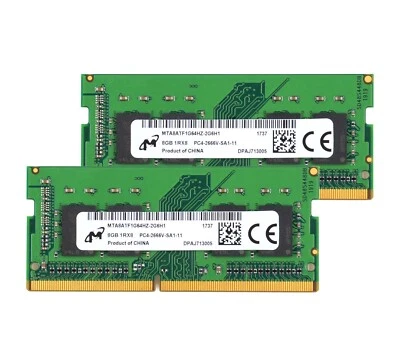 Micron 2x 8GB 1RX8 PC4-21300 DDR4 2666V 1.2V SODIMM Laptop Memory RAM Intel 16GB - Image 1 of 4