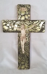 Mid Century Gilded Wooden Crucifix From Industria Argentina 13.75" - Picture 1 of 18