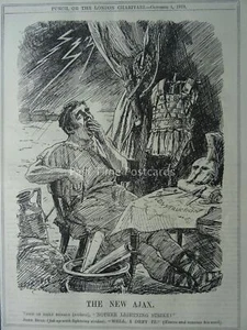 THE NEW AJAX - NOTHER LIGHTNING STRIKE Original WW1 1919 Cartoon - Picture 1 of 2