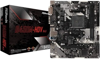 ASRock B450M-HDV R4.0 Scheda Madre PC mATX Socket AM4 Ryzen DDR4 M.2 PCIe 3.0 - Immagine 1 di 4