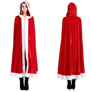 Ladies Womens Christmas Red Miss Santa Claus Cloak Costume Party chrcos9 - Picture 1 of 1