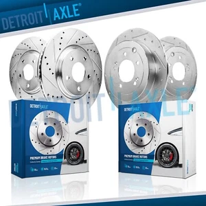 12" Front 11.89" Rear Drilled Brake Rotors Kit for Hyundai Tucson Kia Sportage - Picture 1 of 8