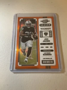 2022 Panini Contenders Optic - Josh Jacobs - Season Ticket Orange Prizm /50 - Imagen 1 de 4