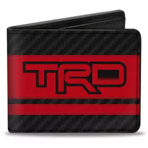 Toyota TRD Logo Text Stripe Vegan Leather Men's Bi-Fold Wallet Official Licensed - Picture 1 of 7