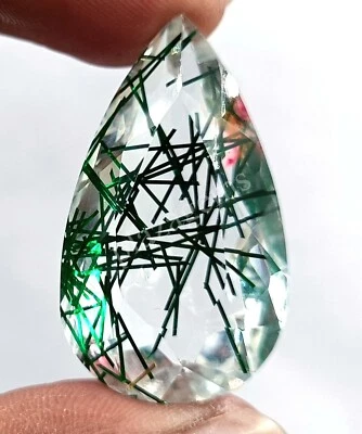 60.85 CT Pear Cut Green Rutilated Quartz EGL Transparent Loose Gems 5MRD - Image 1 of 4