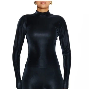 Naked Wardrobe Black Faux Leather Long Sleeve XS - Picture 1 of 7