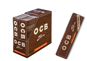 OCB Brown Connoisseur Virgin Unbleached Kingsize Rolling Paper With Tips UK - Picture 1 of 3