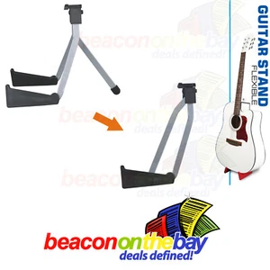 Flat Folding Guitar Stand Portable Fits in Guitar Case Gig Bag Steel Full Black - Picture 1 of 5