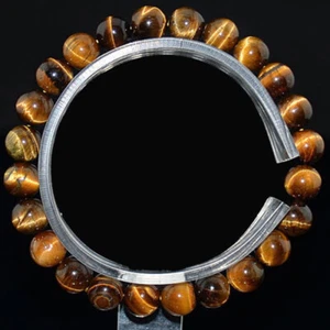 Natürliches 6-12 mm Gelb Tigerauge Rund Edelstein Perlen Stretch Armband 7,5 Zoll - Bild 1 von 10