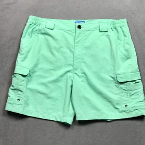 Reel Legends Cargo Shorts Mens XL Fishing Nylon Tropical Green Boat 7" Inseam - Picture 1 of 7