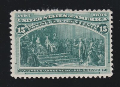 US 238 15c Columbian Exposition Mint F-VF OG H SCV $200 - Image 1 of 2