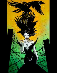 Sorceress with Murder of Crows comic GOTHIC FANTASY ART 11x14 - Picture 1 of 1