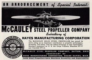 Pubblicità aeronautica McCauley Propeller Co. 1940 6/4/2025v - Foto 1 di 1