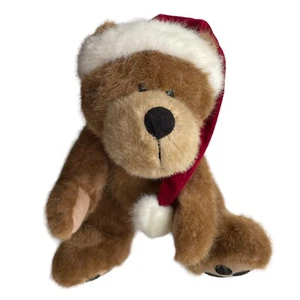Boyds Bear Rare Grizzly Plush Stuffed Animal Toy Brown Red Santa Hat Large - Picture 1 of 16