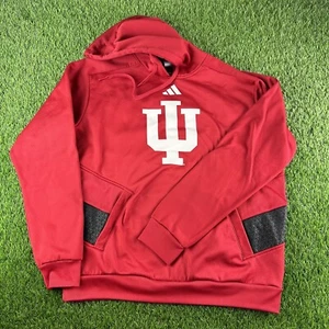 Indiana Hoosiers Adidas Sz Medium L/S Hoodie Sweatshirt IU Team Issued Red Block - Picture 1 of 8