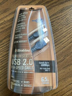 Stratitec Premium Series 6.5 Feet USB 2.0 24K Gold Connectors - High Speed Cable - Image 1 of 2