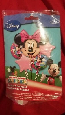 Brand New Minnie Mouse 5pc Bouquet Birthday Party Foil Balloons Decorations - Image 1 of 4