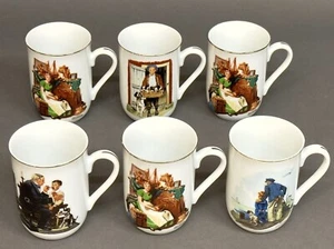 Marvelous Vintage 1985 Norman Rockwell Museum Set 6 Kaffeetassen mit Goldrand - Bild 1 von 11